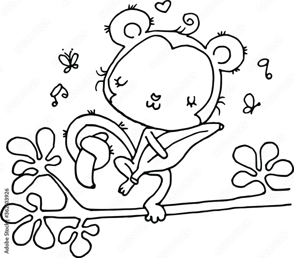 vector drawing cartoon monkey with banana vector drawing cartoon monkey with banana