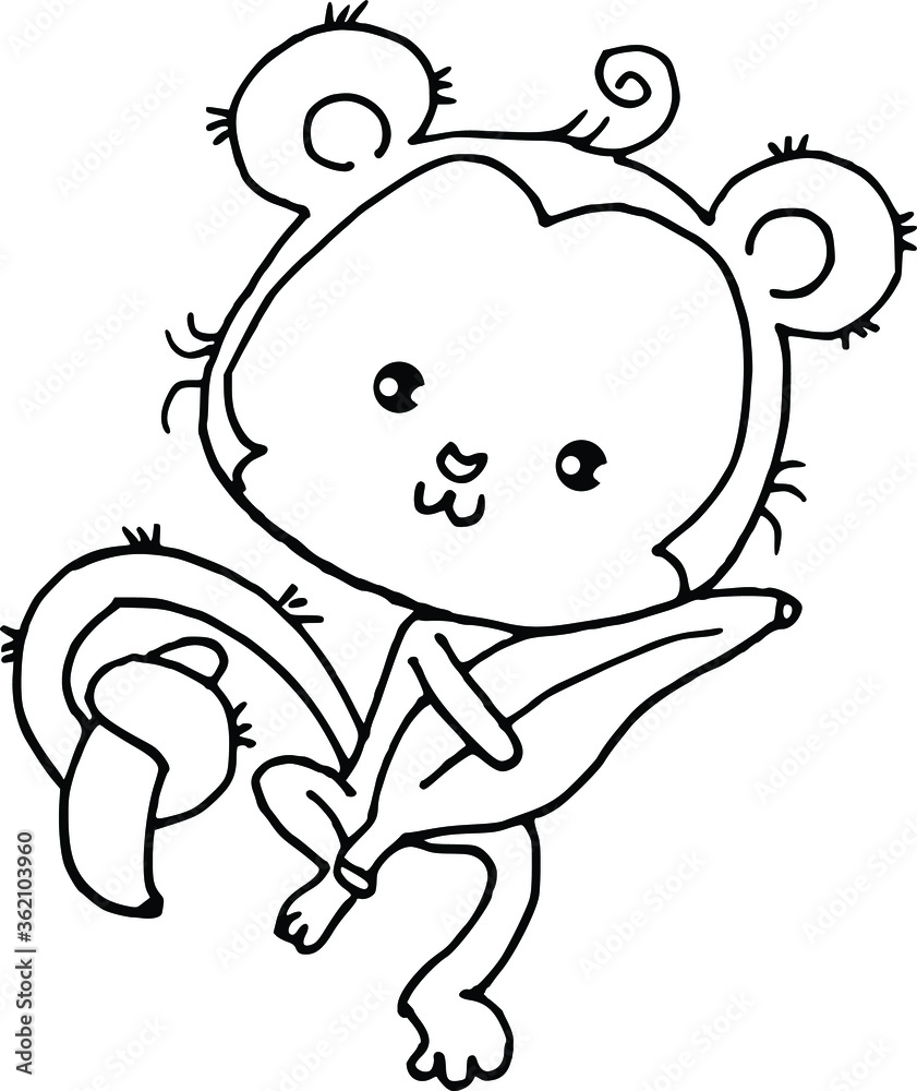 vector drawing cartoon monkey with banana vector drawing cartoon monkey with banana