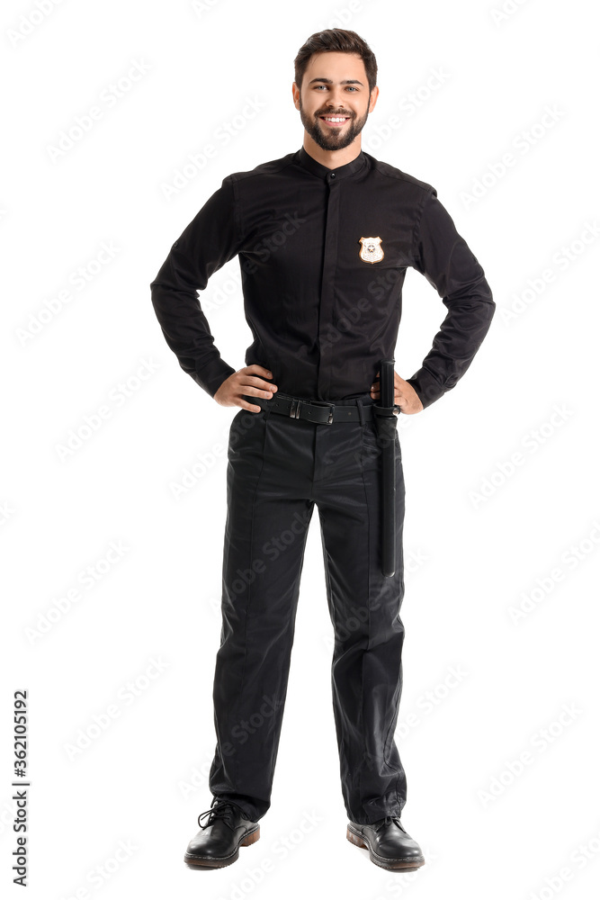 Handsome policeman on white background Handsome policeman on white background