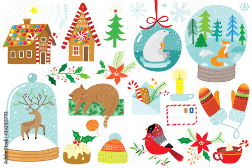 cute hand-drawn Christmas set