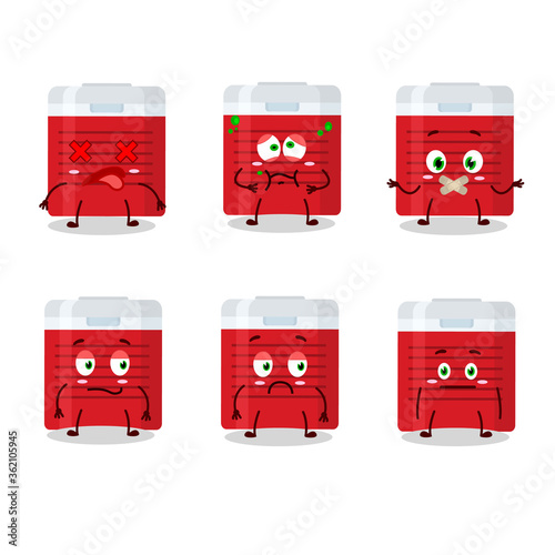 Ice cooler cartoon character with nope expression
