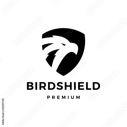 bird shield eagle hawk logo vector icon illustration