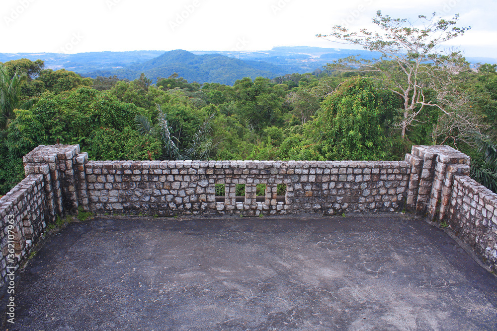 An Old Brick Fence with a view of trees, Bangka Belitung Island Indonesia