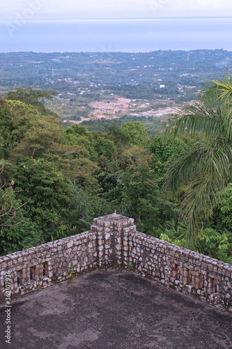 An Old Brick Fence with a view of trees, Bangka Belitung Island Indonesia
