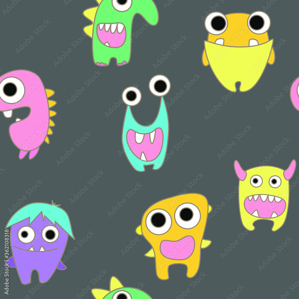 Obraz premium seamless pattern with monsters vector illustration