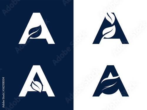 Letter A leaf initial logo
