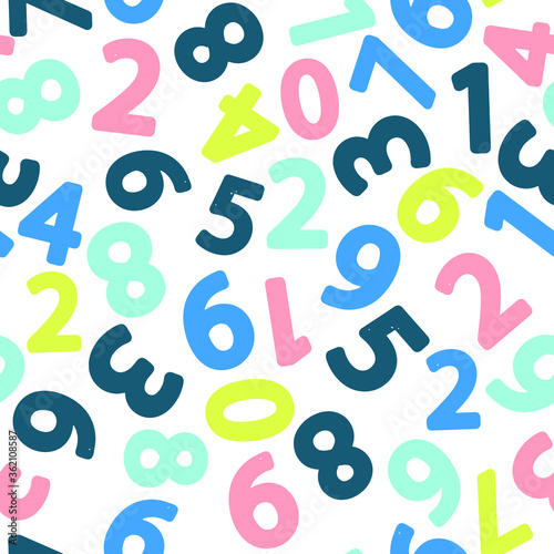 Seamless pattern with numbers for school design.