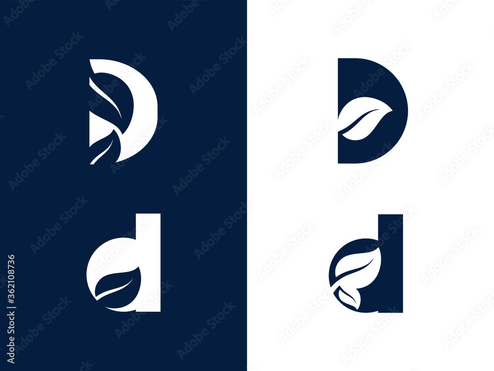 Letter D leaf initial logo Letter D leaf initial logo