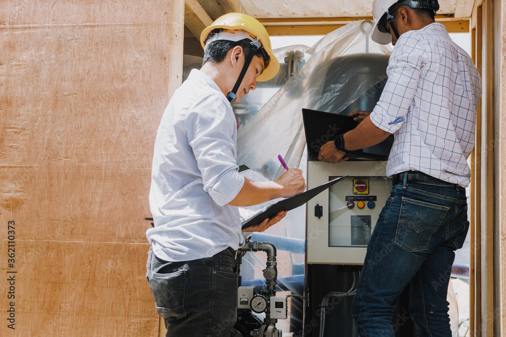 Project engineer, engineer and architect working on construction site, construction site engineer working on and inspect blueprint of project Project engineer, engineer and architect working on construction site, construction site engineer working on and inspect blueprint of project