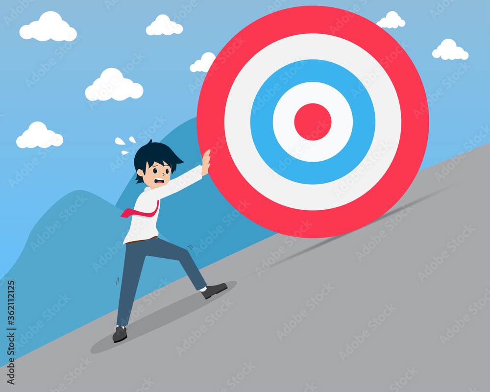 Salary Man Pushing a giant Target upwards is so very difficult Salary Man Pushing a giant Target upwards is so very difficult