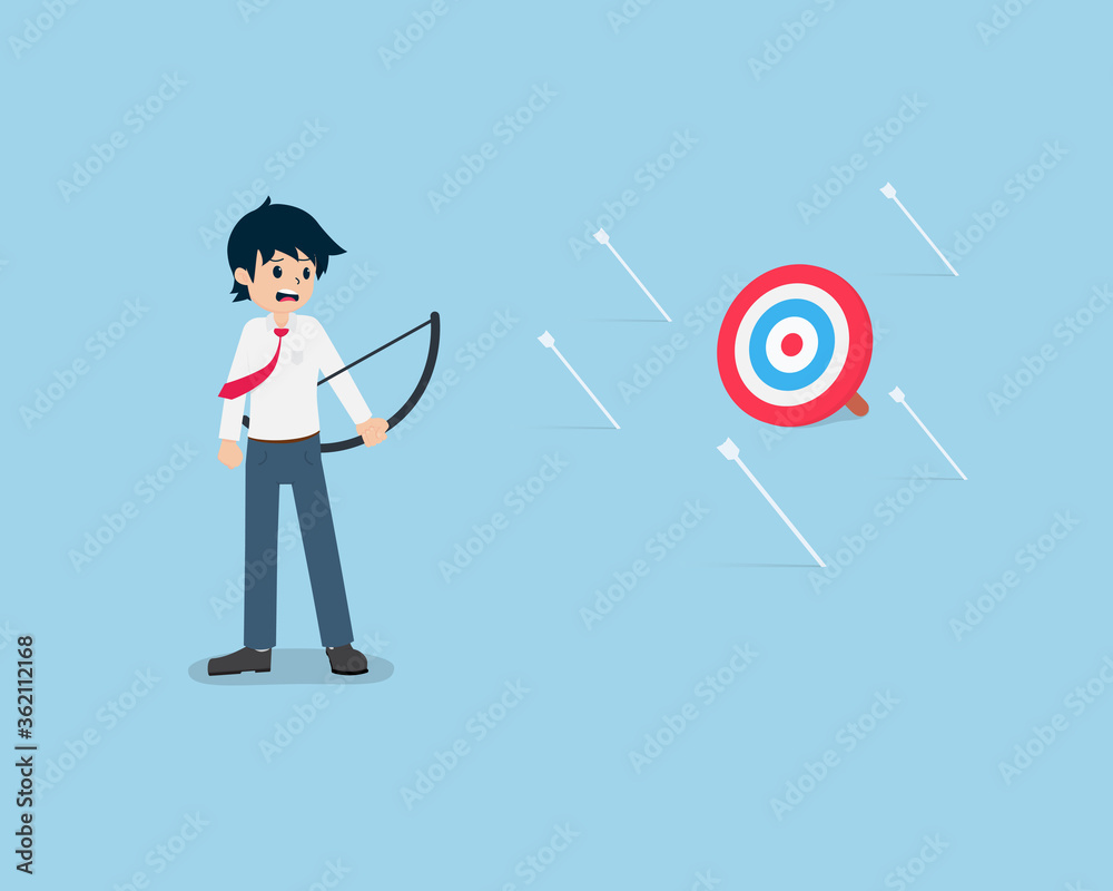 Salary Man Shoot an arrow at the target but not hit the target at all Salary Man Shoot an arrow at the target but not hit the target at all
