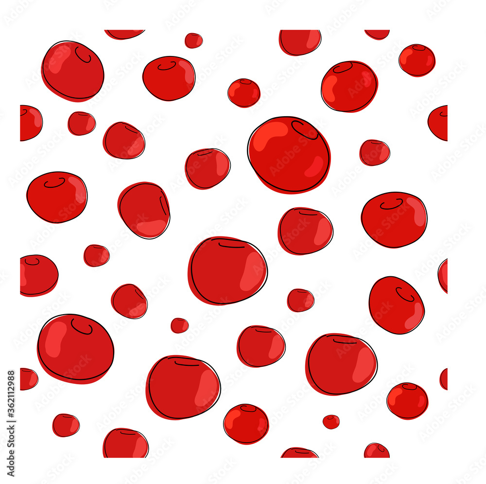 Fresh cherries, red berries, fruits on a white background. Seamless texture. Fresh cherries, red berries, fruits on a white background. Seamless texture.
