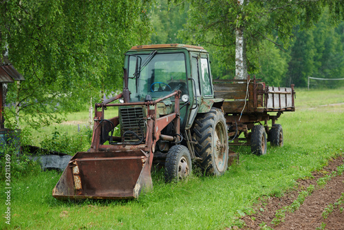 A tractor during the harvest