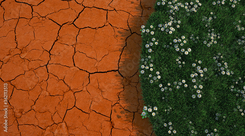 Contrasting dried up soil w...