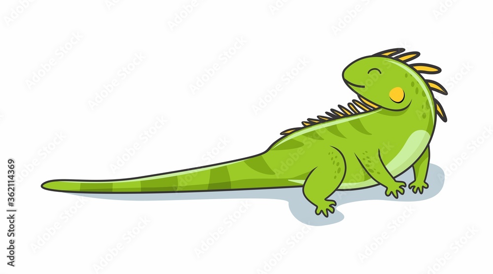 Naklejka premium Iguana Cartoon Illustration Cute