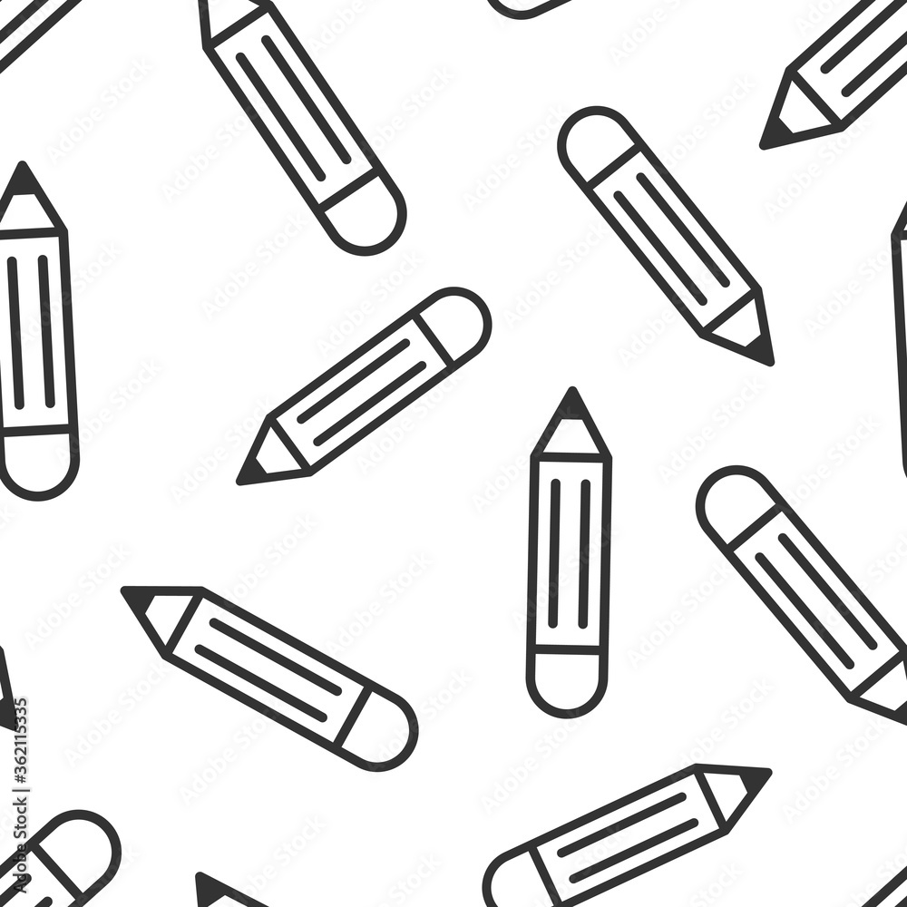 Pencil icon in flat style. Pen vector illustration on white isolated background. Drawing seamless pattern business concept. Pencil icon in flat style. Pen vector illustration on white isolated background. Drawing seamless pattern business concept.