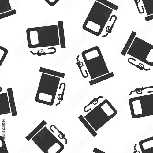Fuel pump icon in flat style. Gas station sign vector illustration on white isolated background. Petrol seamless pattern business concept.