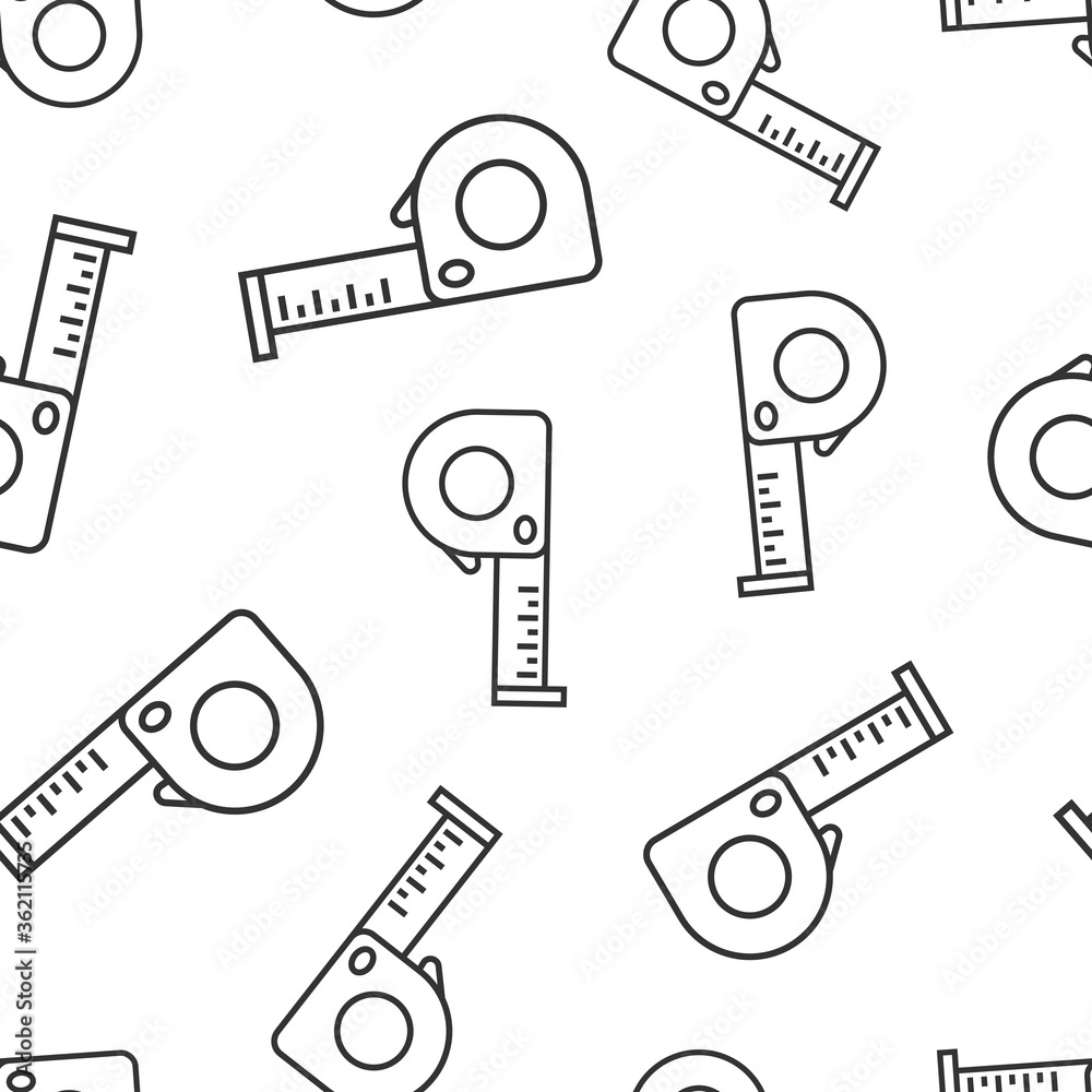 Measure tape icon in flat style. Ruler sign vector illustration on white isolated background. Meter seamless pattern business concept. Measure tape icon in flat style. Ruler sign vector illustration on white isolated background. Meter seamless pattern business concept.