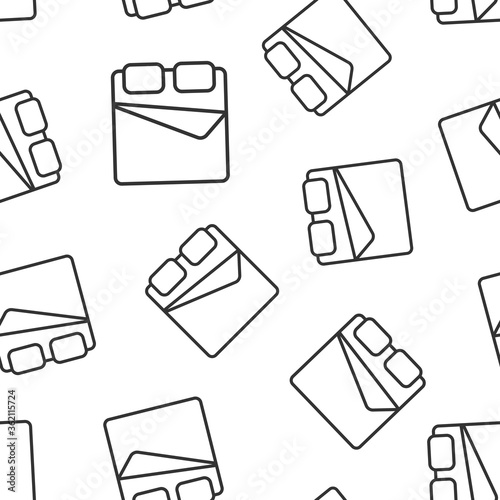 Bed icon in flat style. Bedroom sign vector illustration on white isolated background. Bedstead seamless pattern business concept.
