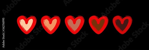 Black lives matters. Vectorial symbol.Black lives matters. BIPOC. Symbol of love.Different skin color.Motivational poster against racism and discrimination. multicolored race society  BLM  web page