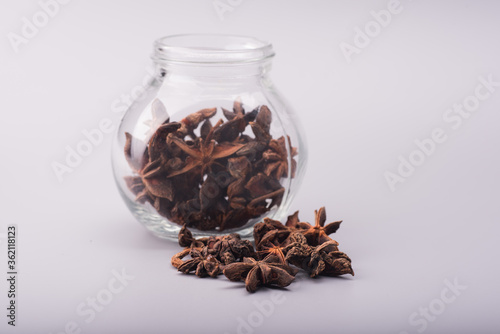 Star anise isolated over grey background