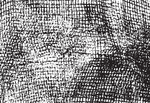 Grunge texture of soft gauze cotton fabric. Abstract monochrome background of coarse crumpled fabric. Vector illustration.
