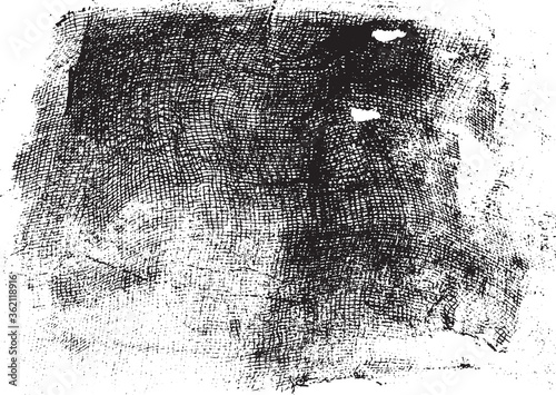 Grunge texture of soft gauze cotton fabric. Abstract monochrome background of coarse crumpled fabric. Vector illustration.