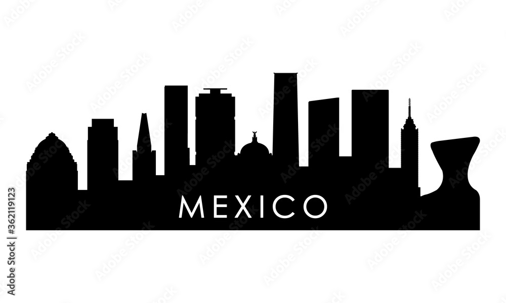 Mexico skyline silhouette. Black Mexico city design isolated on white background.