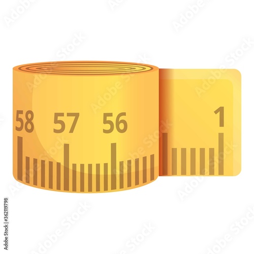 Fitness measurement tape icon. Cartoon of fitness measurement tape vector icon for web design isolated on white background