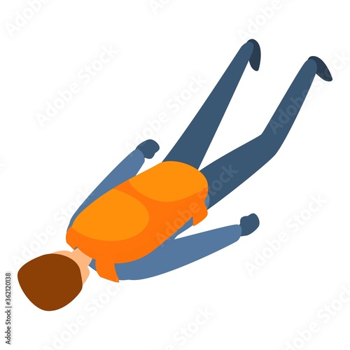 Fall skydiver icon. Cartoon of fall skydiver vector icon for web design isolated on white background