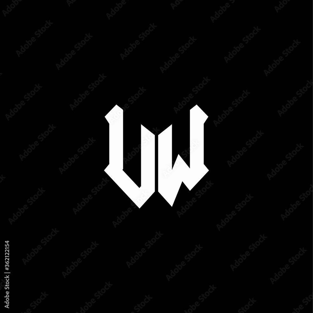 uw logo monogram with shield shape design template Stock Vector | Adobe ...