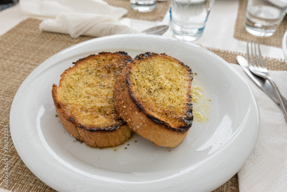Bread toasted with garlic and oil Bread toasted with garlic and oil