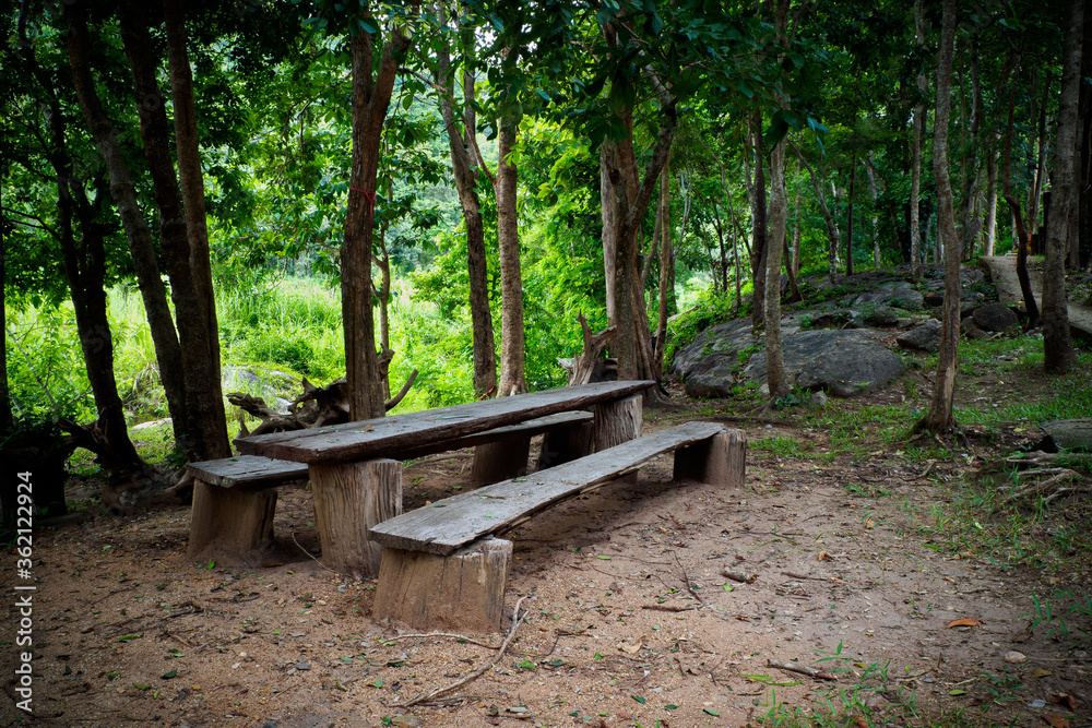 The table is relaxing in the park. The table is relaxing in the park.