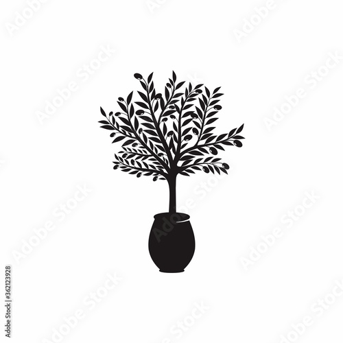 logo, olive tree in pot, simple