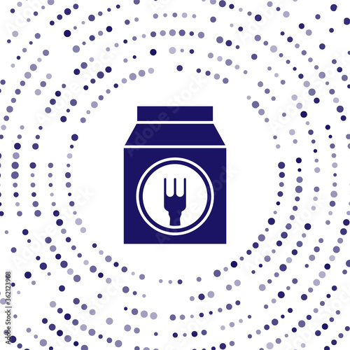 Blue Online ordering and fast food delivery icon isolated on white background. Abstract circle random dots. Vector Illustration.