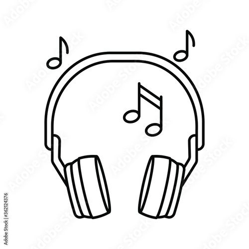 Headphones musical note musiq icon desigin vector illustration