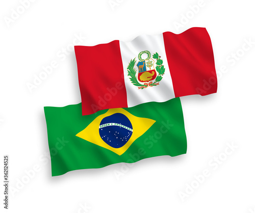 Flags of Brazil and Peru on a white background