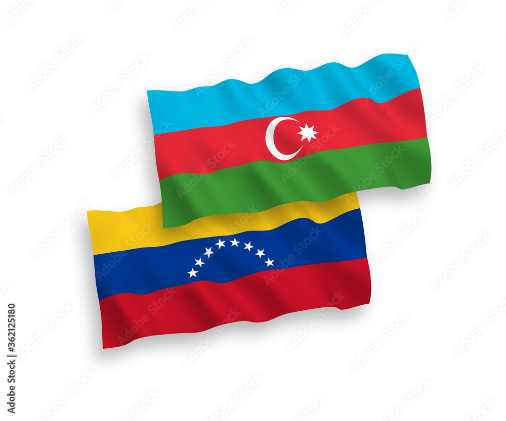 Flags of Venezuela and Azerbaijan on a white background Flags of Venezuela and Azerbaijan on a white background