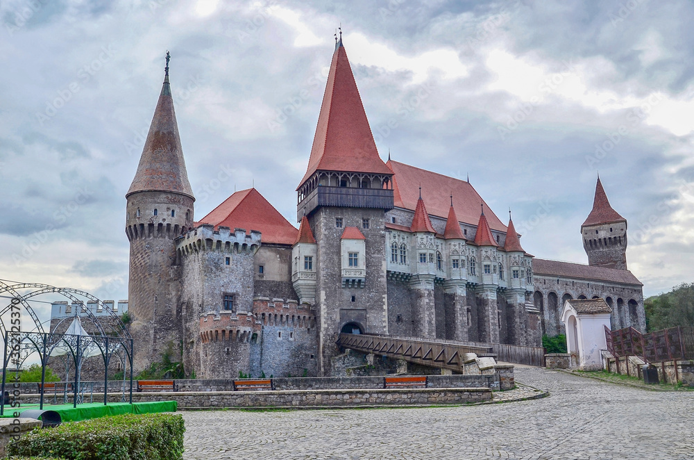 Corvin Castle, also known as Hunyadi Castle or Hunedoara Castle. One of most  famous romanian castles. It is one of the largest castles in Europe. Figures in a list of the Seven Wonders of Romania