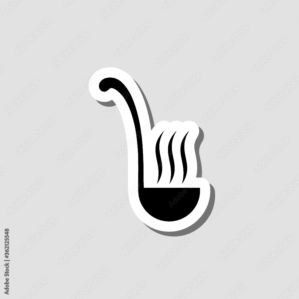 Obraz premium Ladle sticker icon isolated on gray background