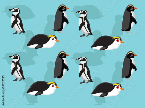 Various Penguins Royal Madagascar Fiorland Vector Seamless Background Wallpaper-01