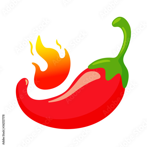 Vector chili peppers that are hot until the fire burns. Spicy Mexican style food. isolate on white background.