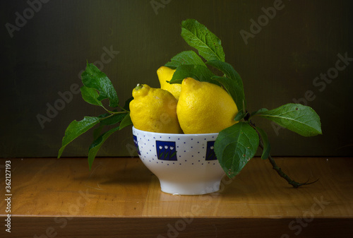 lemons in a bowl fruit citrus still live