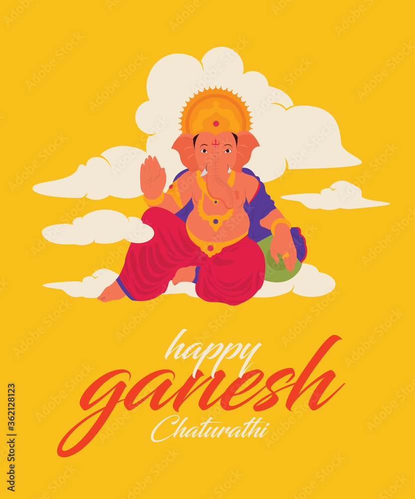 Ganpati Festival, Happy Ganesh Chaturthi, Illustration of Lord Ganesha