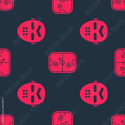 Set Hockey mask and Air hockey table on seamless pattern. Vector.