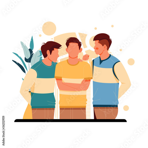 portrait of a man on their chitchat, flat design concept, vector illustration