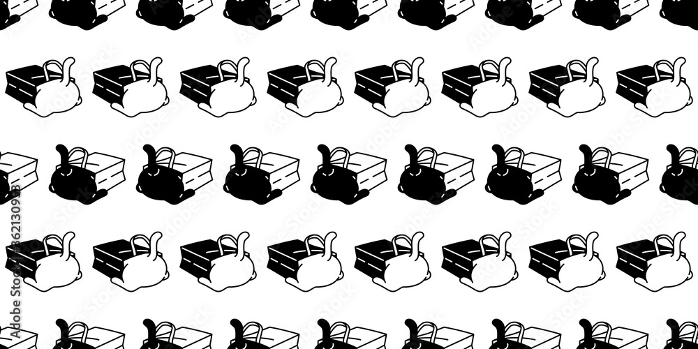 Naklejka premium cat seamless pattern kitten paper bag vector calico animal fish pet scarf isolated repeat background cartoon tile wallpaper doodle illustration design