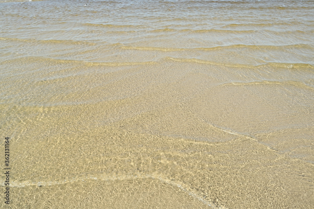 sea shoreline with waves, sandy beach on a clear sunny day, close-up nature abstract background sea shoreline with waves, sandy beach on a clear sunny day, close-up nature abstract background