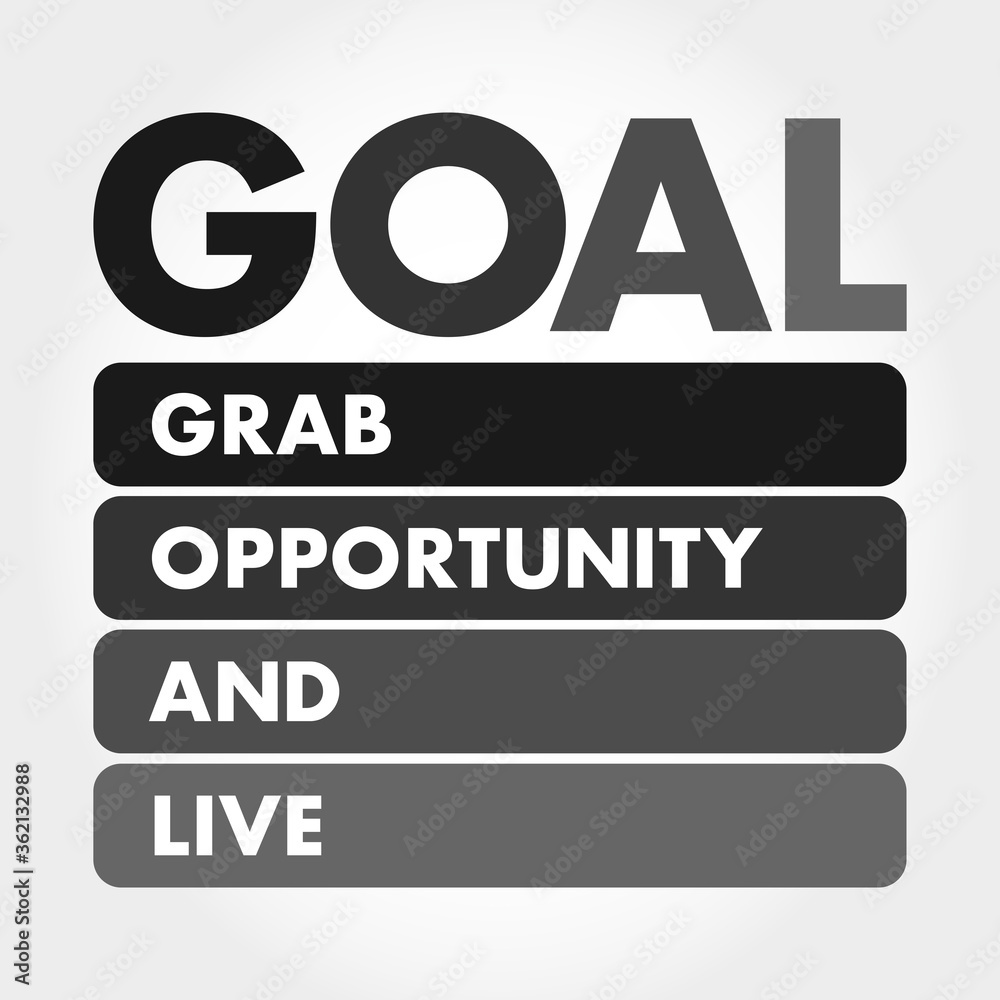 Fototapeta premium GOAL - Grab Opportunity And Live acronym, business concept background