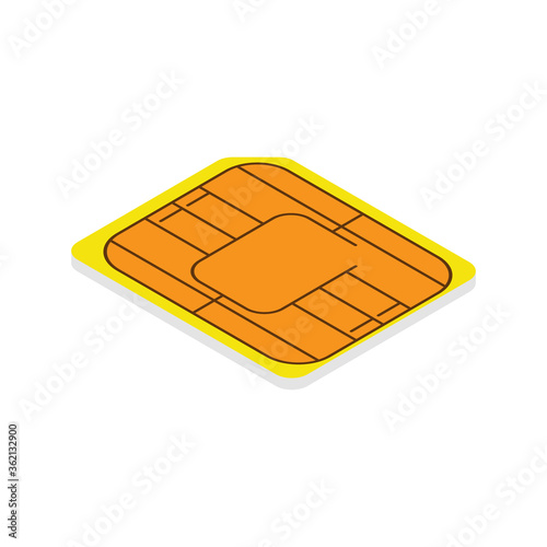 sim card chip card isolated on white background. vector illustration